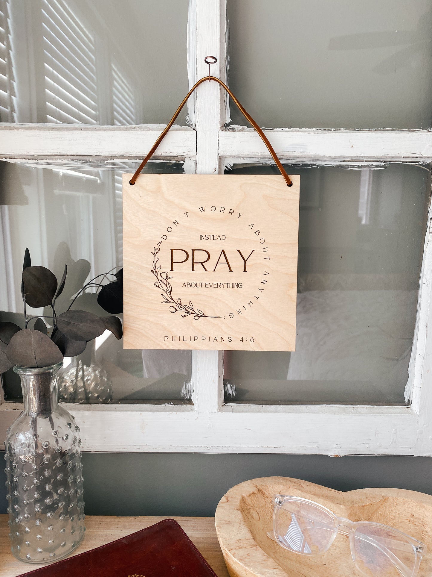 Pray About Everything Wood Wall Hanging