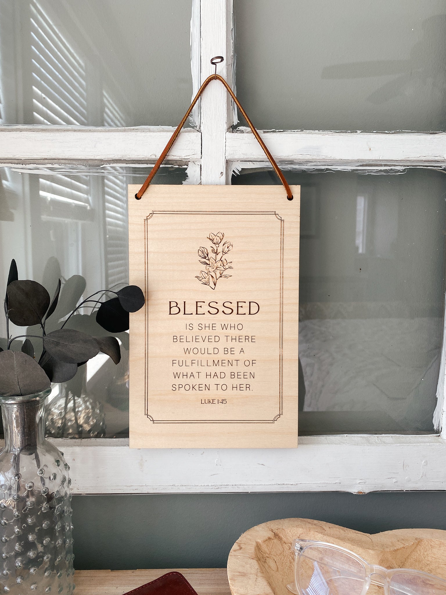 Blessed is she wood wall hanging