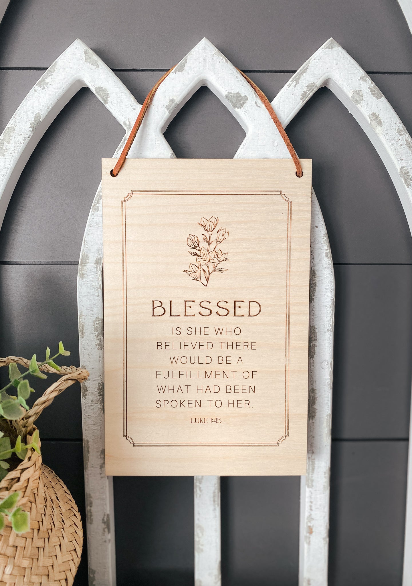 Blessed is she wood wall hanging