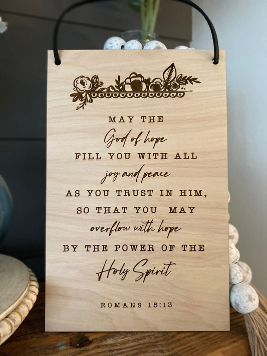 May the God of Hope Wood Wall Hanging