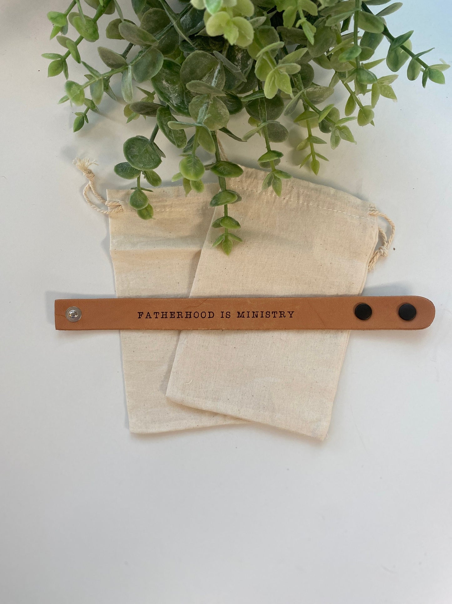 Fatherhood is Ministry Leather Cuff