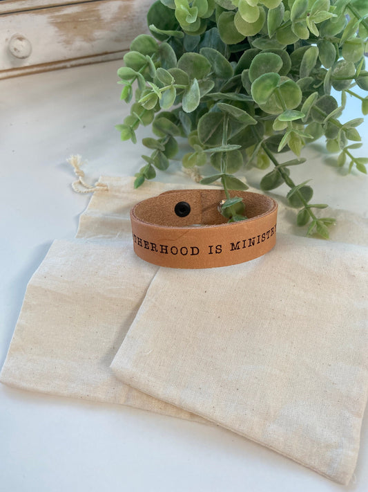 Fatherhood is Ministry Leather Cuff