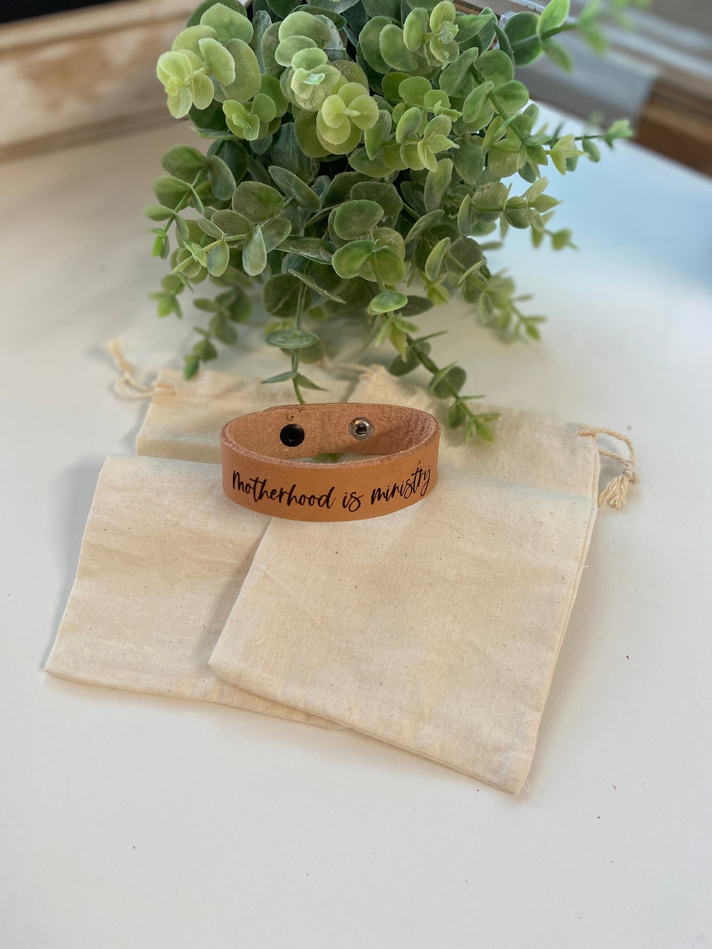 Motherhood is Ministry Leather Cuff