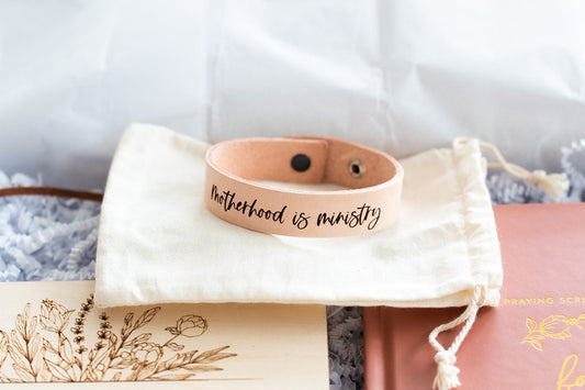 Motherhood is Ministry Leather Cuff