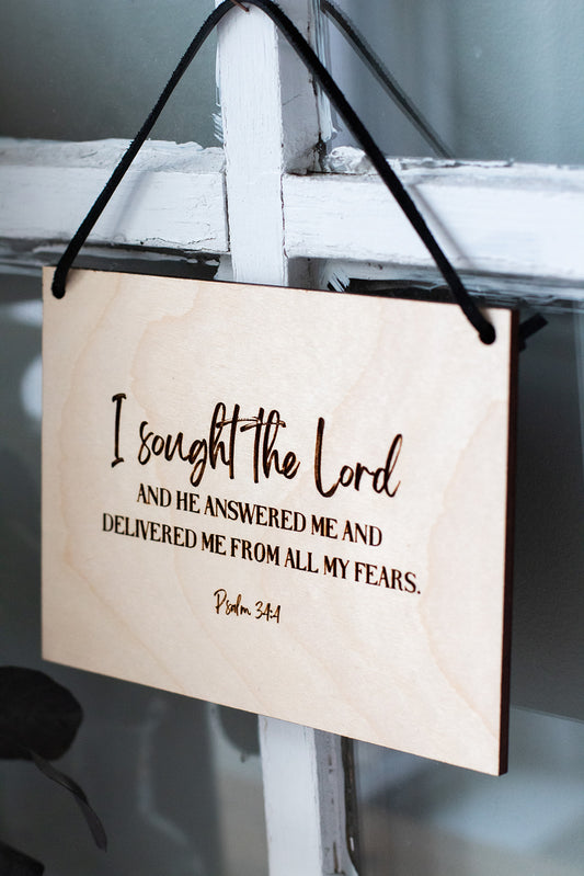 I Sought the Lord Wood Wall Hanging