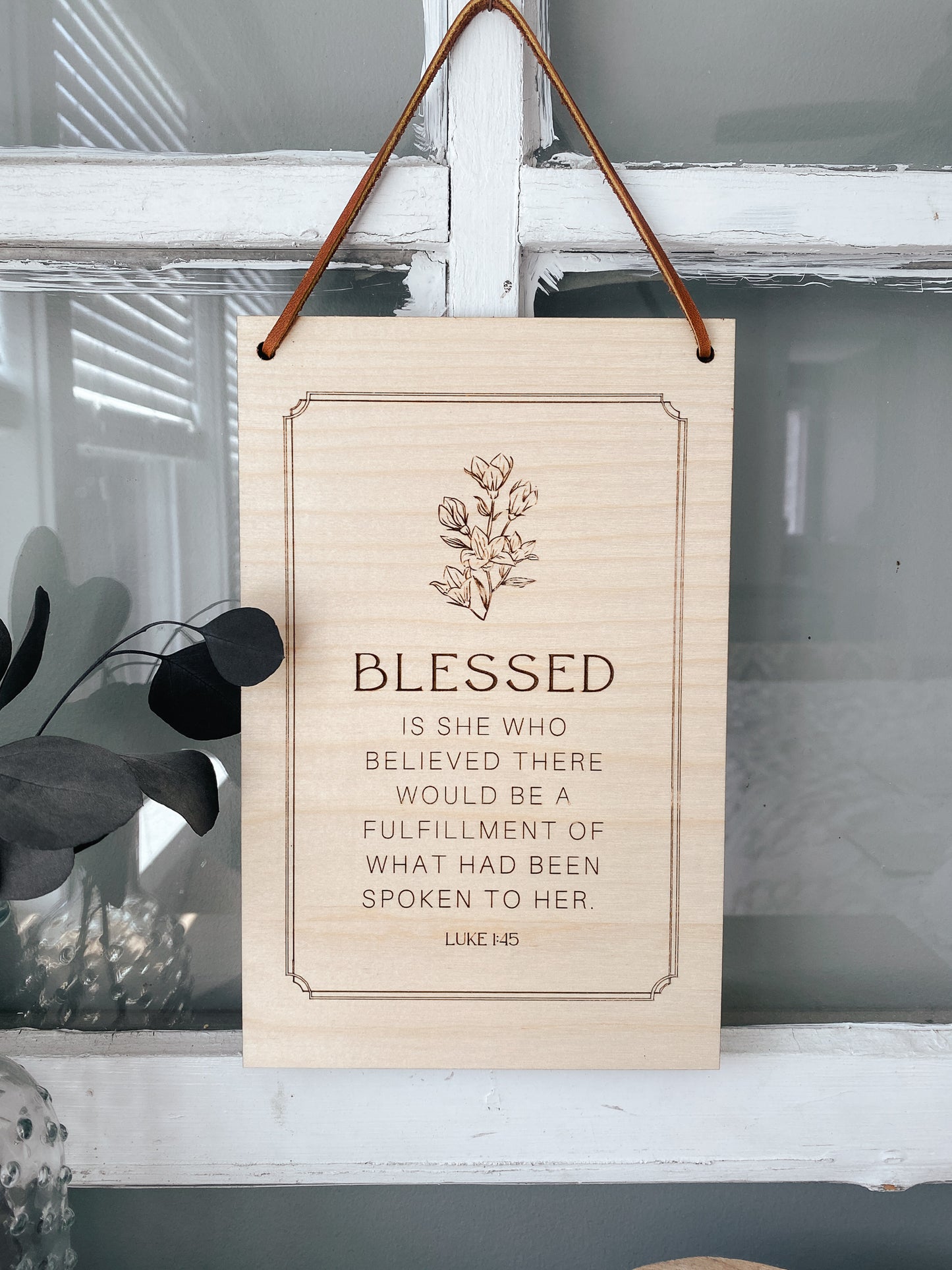 Blessed is she wood wall hanging