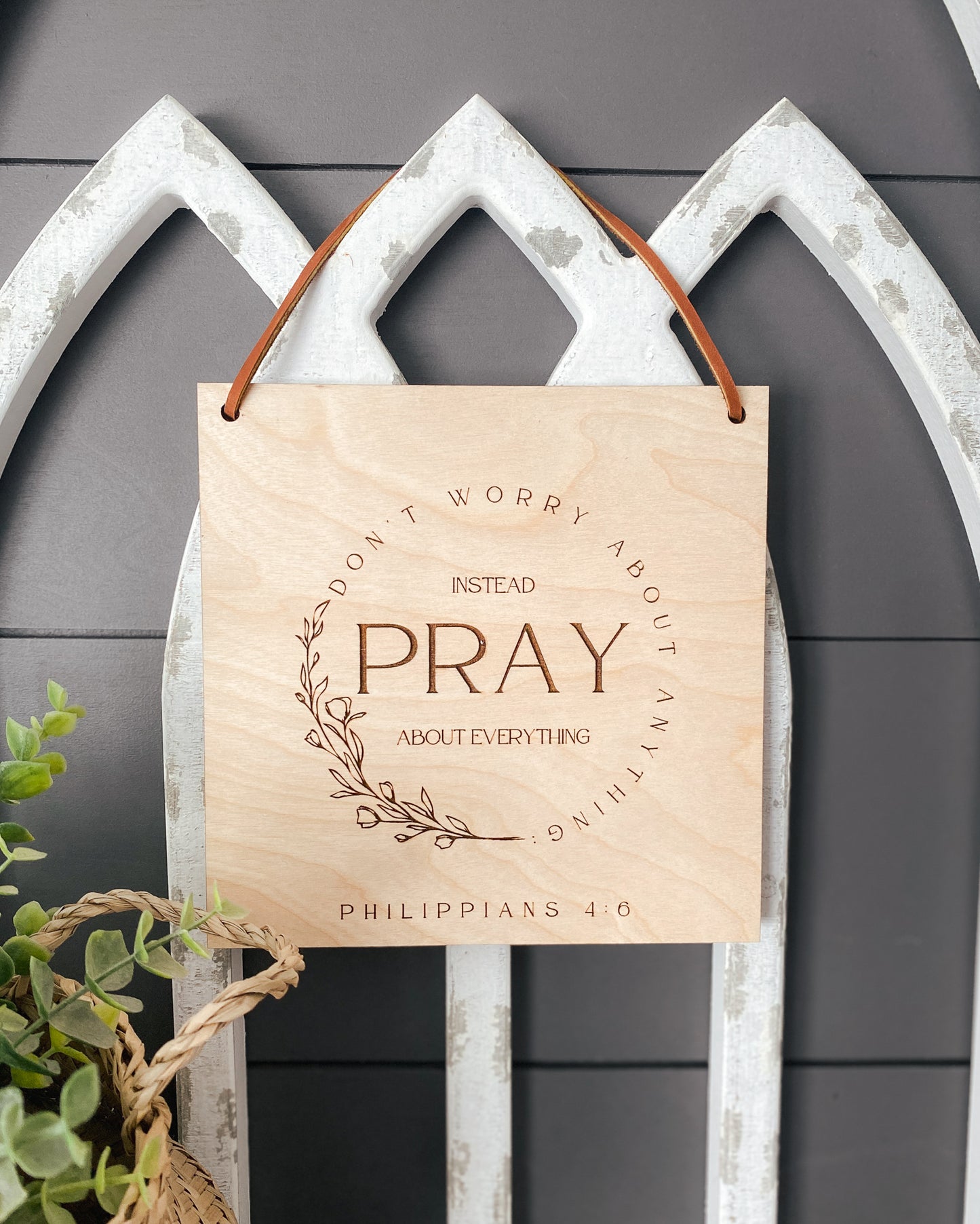 Pray About Everything Wood Wall Hanging